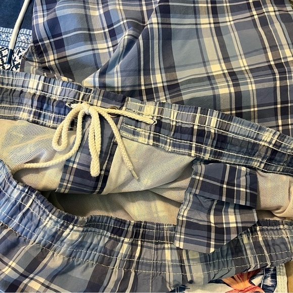 Polo Ralph Lauren Plaid Swim Trunks Elastic Waist Liner Pockets Blue Preppy XL - Picture 4 of 10